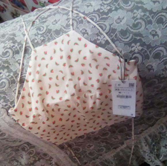 ZARA Watermelon Bandana Crop Top Wrap Knit Top. Strappy. NEW with TAG. SIZE XS. - Picture 2 of 4